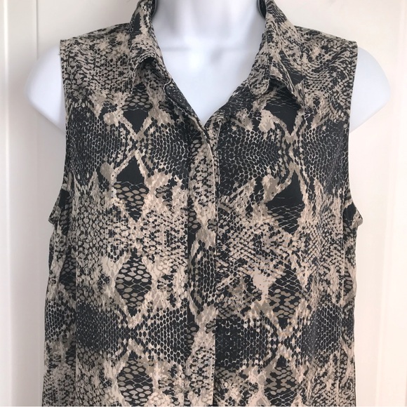 🔴 4/$15 BR tan & black snakeskin print sleeveless shirtdress in size 2 in EUC - Picture 9 of 15